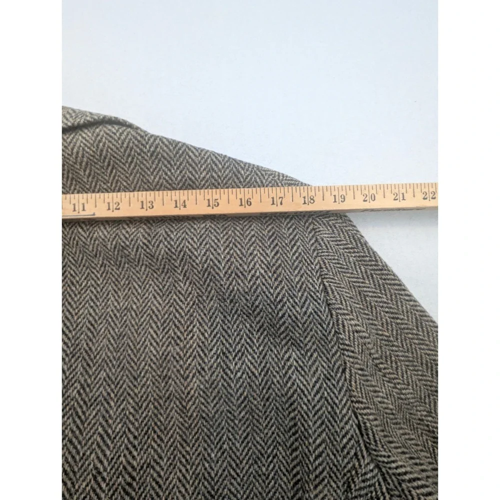 Corbin Ltd Tweed Wool Men Herringbone Sport Coat Blazer Gray Brown USA Lrg Vtg